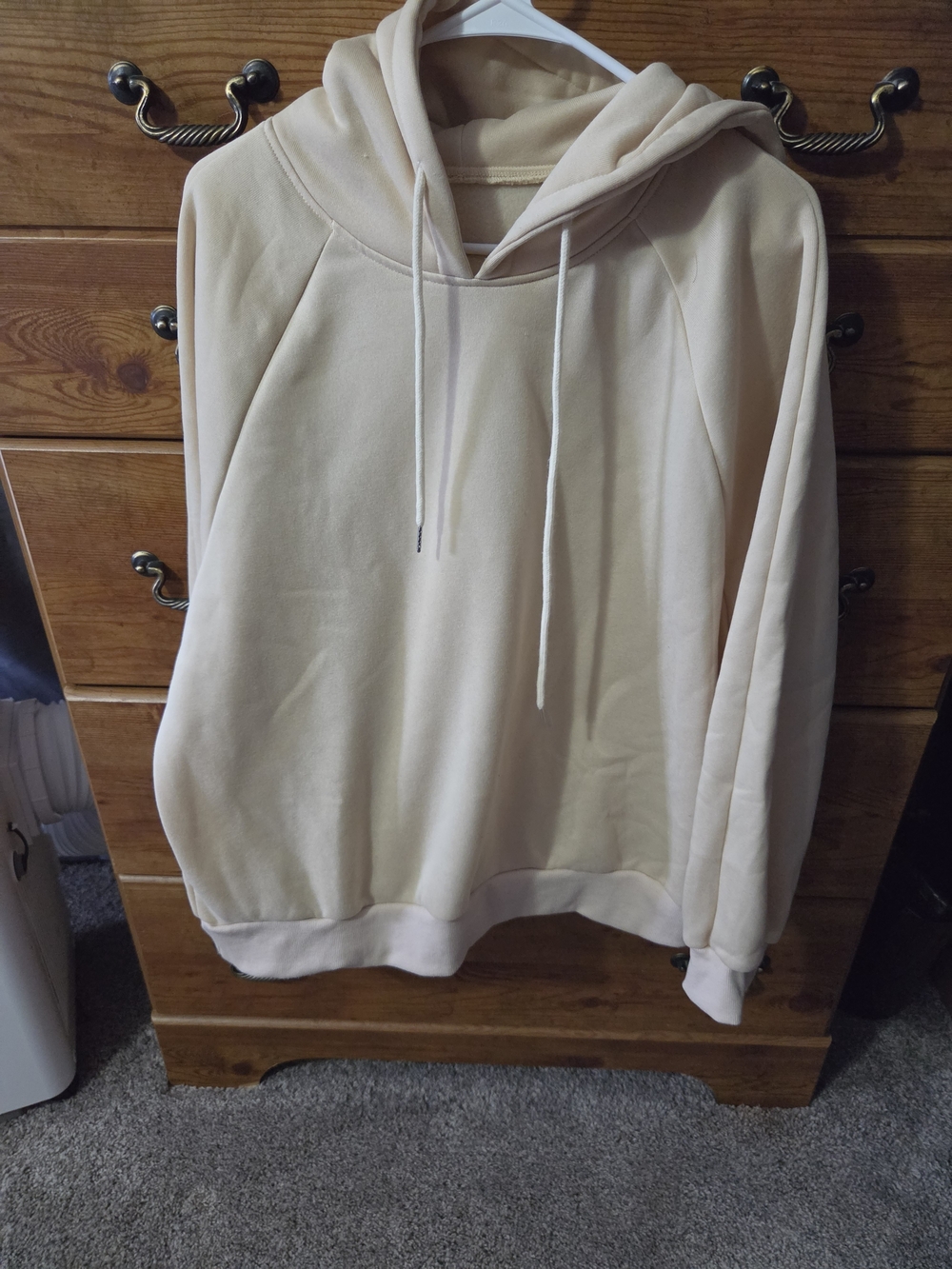 Woman's Cream Pullover Hoodie Sweatshirt